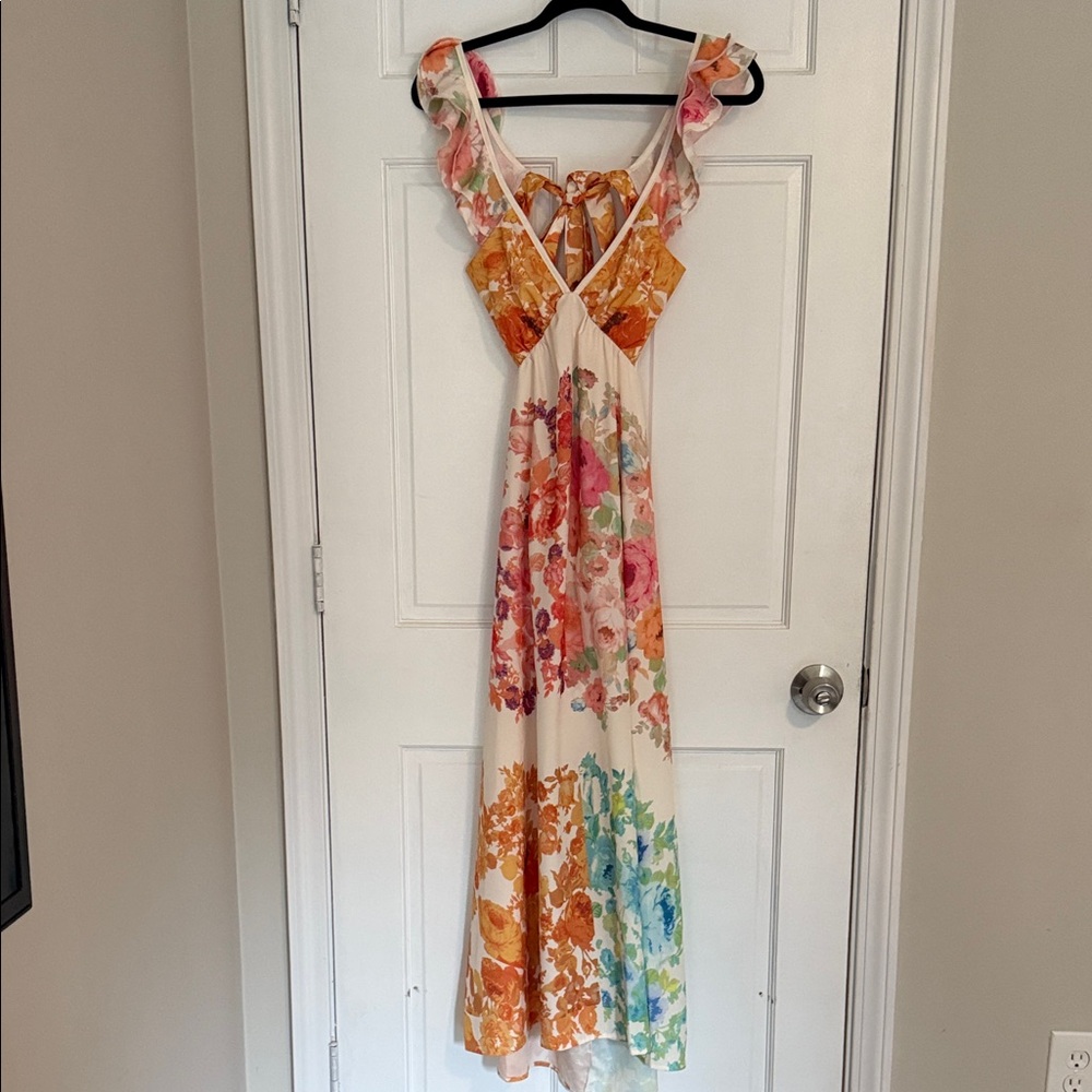 Floral Maxi Dress with Ruffle Straps